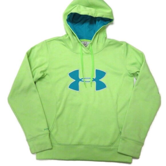 Under Armour Hoodie Storm Big Logo Twist Yellow Womens Small Semi Fitted - Picture 1 of 6